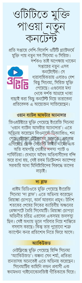 ওটিটিতে মুক্তি পাওয়া নতুন কনটেন্ট