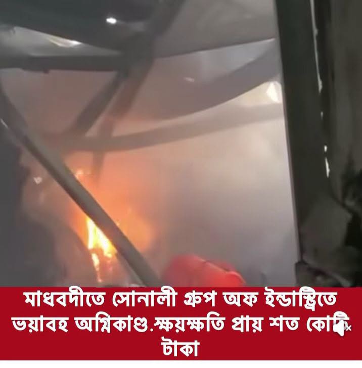 মাধবদীতে সোনালী গ্রুপে ভয়াবহ অগ্নিকাণ্ড